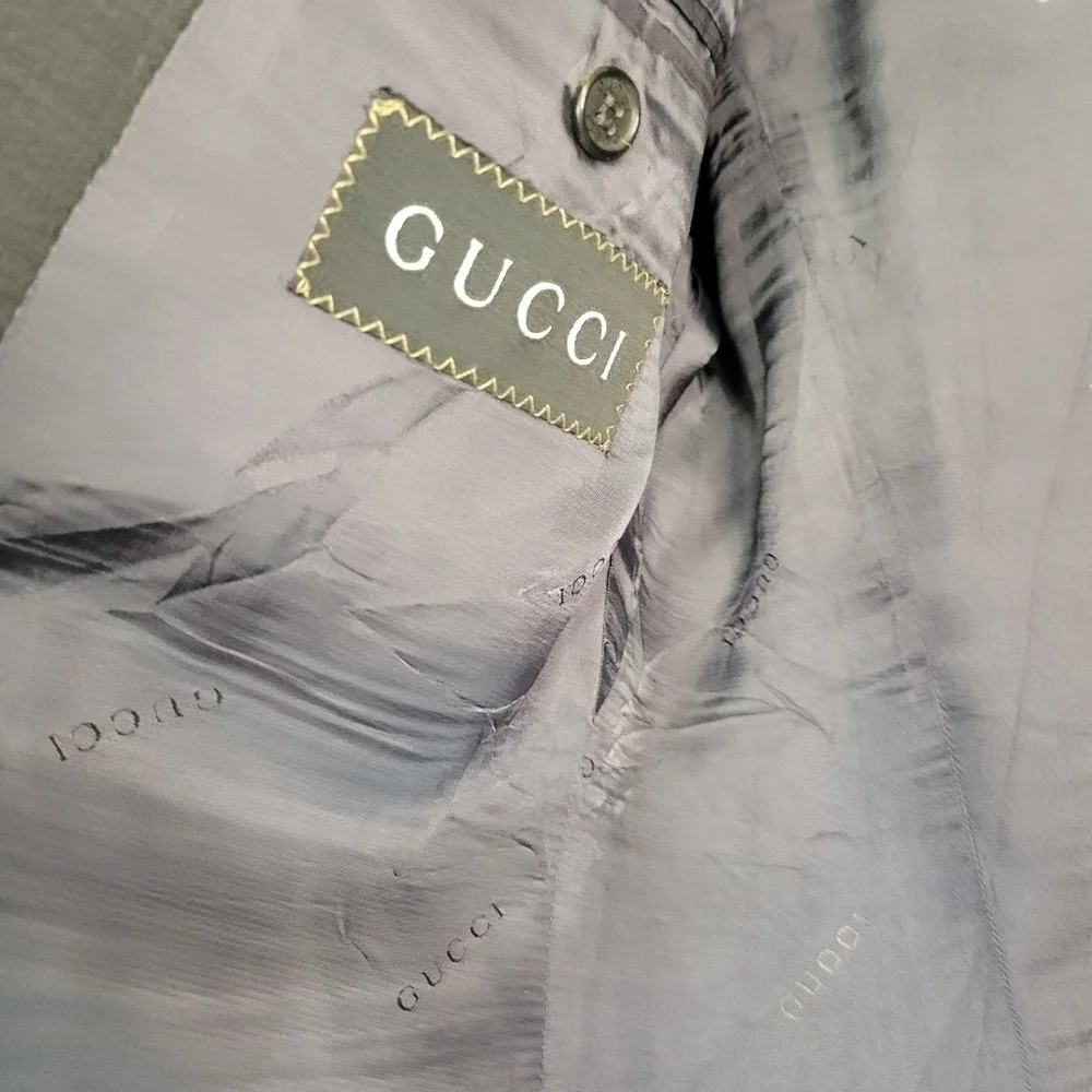 Gucci Men's Sports Wool Blazer Coat in Grey Size 43R (see measurements)